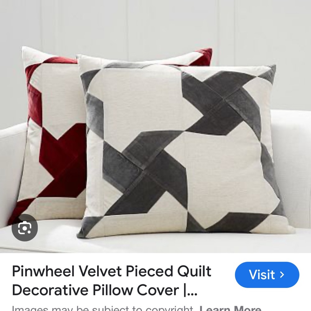 Pinwheel Velvet Pieced Quilt Pillow Covers SOLD OUT AT Pottery Barn;